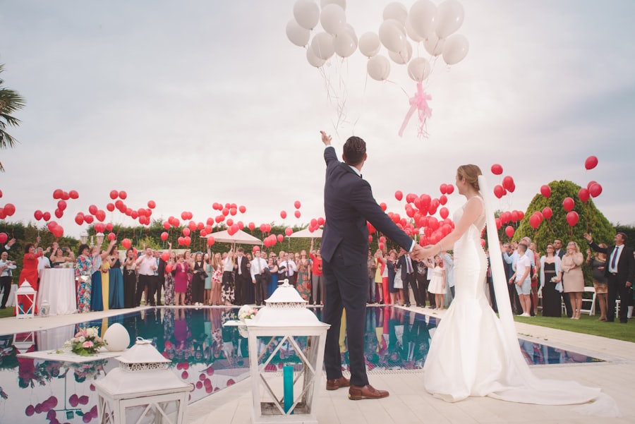 A couple celebrating their wedding day